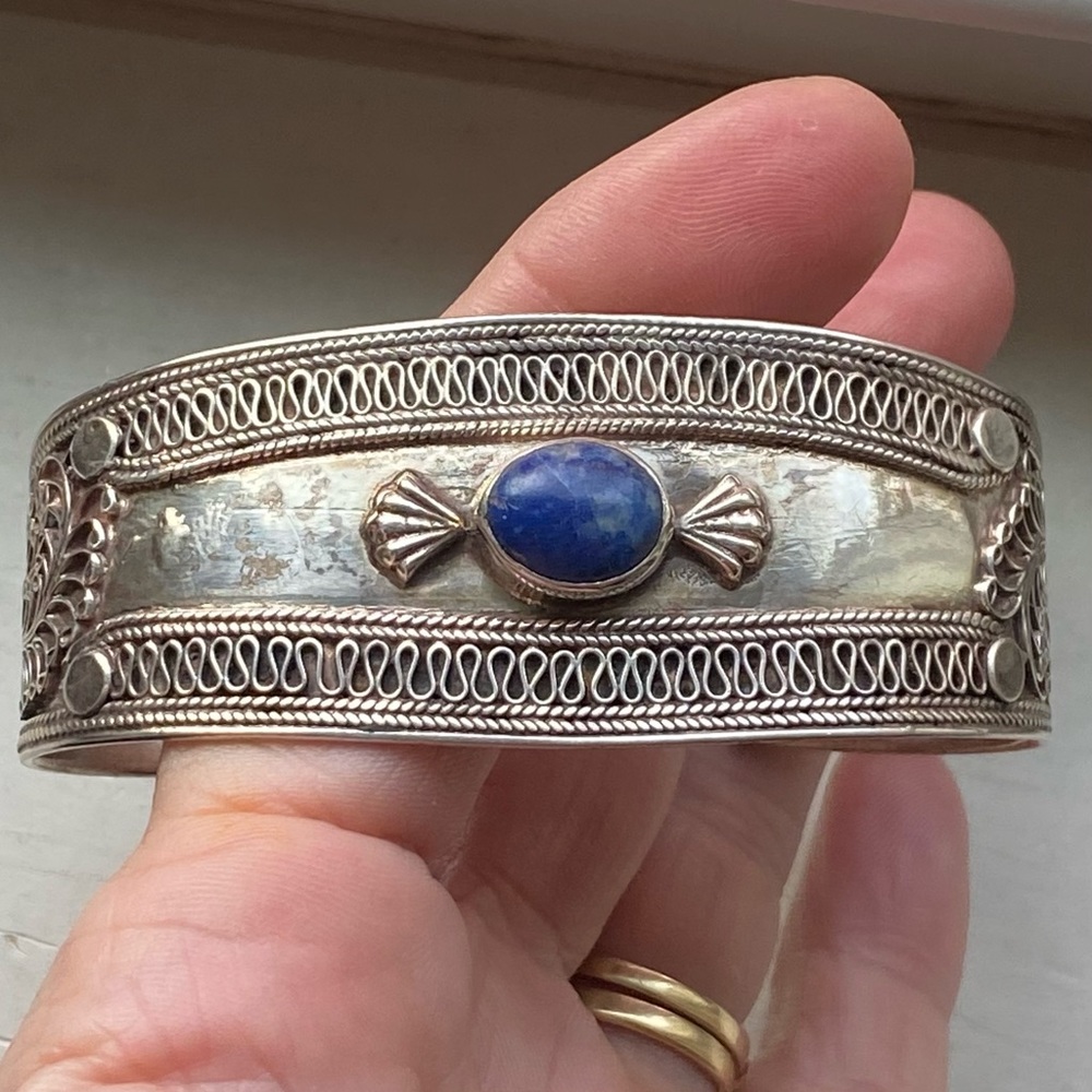 Sterling vintage blue stone cuff